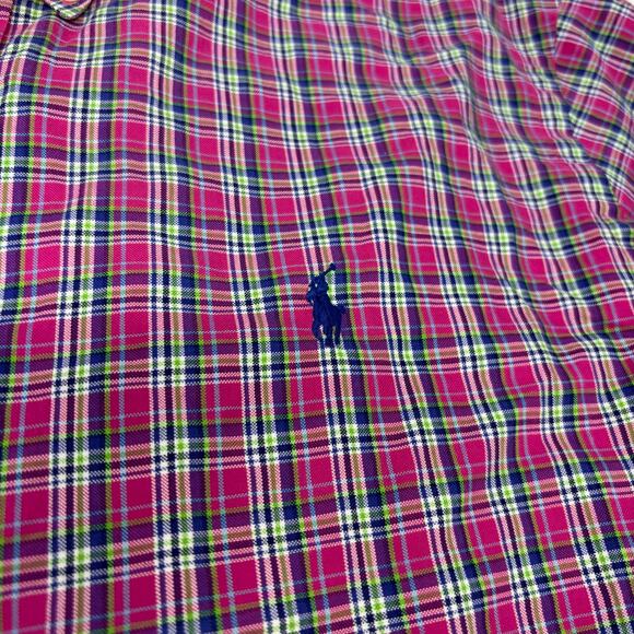 Ralph Lauren 2XL Pink Green Check Plaid Long Sleeve Button Down Shirt - Picture 3 of 5